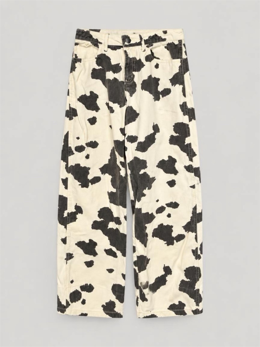 wild fable Women’s S Wide-Leg Pants - Cream and Black Cow Print